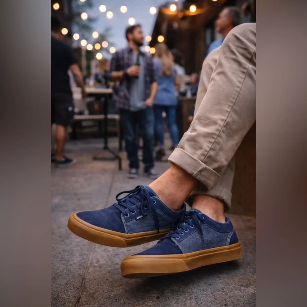 Vans Chukka Low Pro Denim Suede Gum Sole Skate Shoes Blue Men’s 6.5